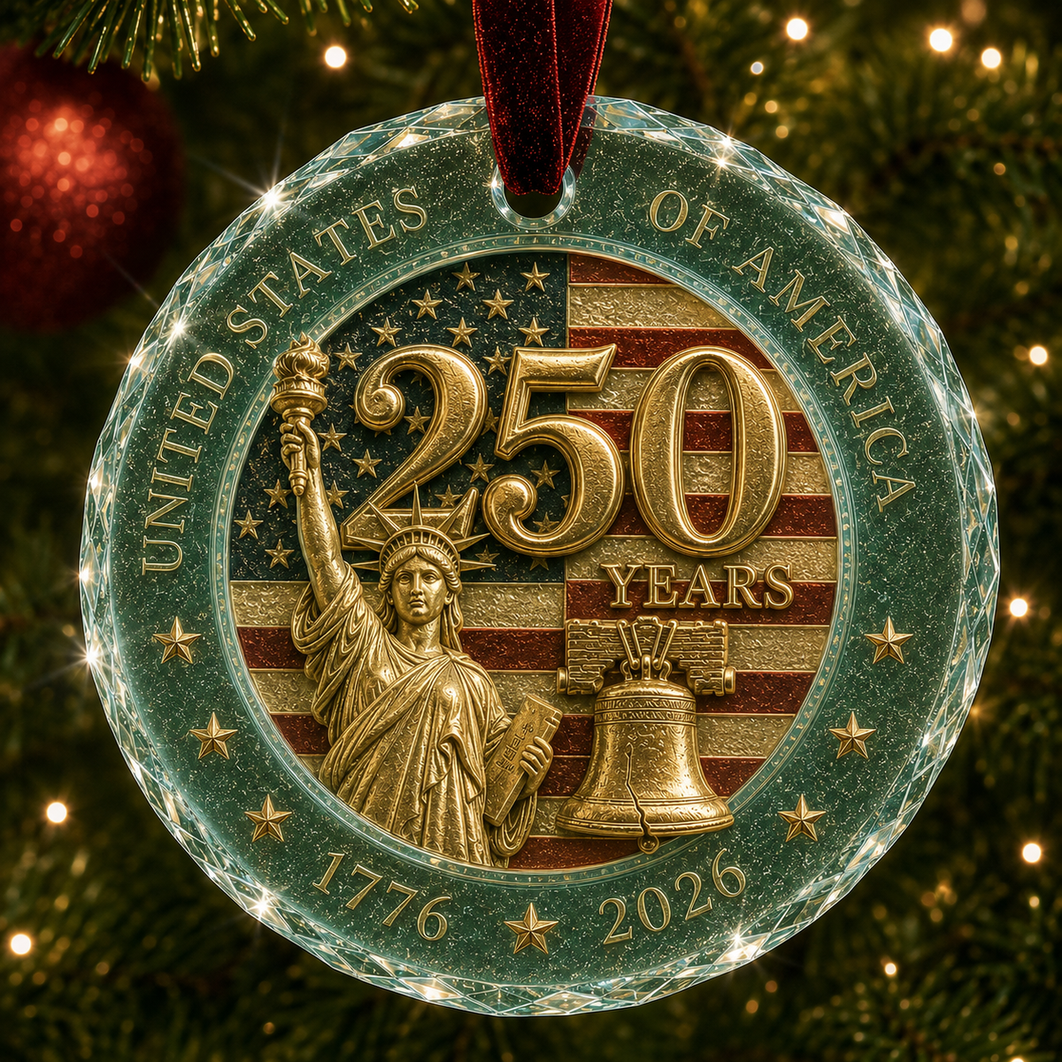 π 2026 America 250th Anniversary Christmas Ornament