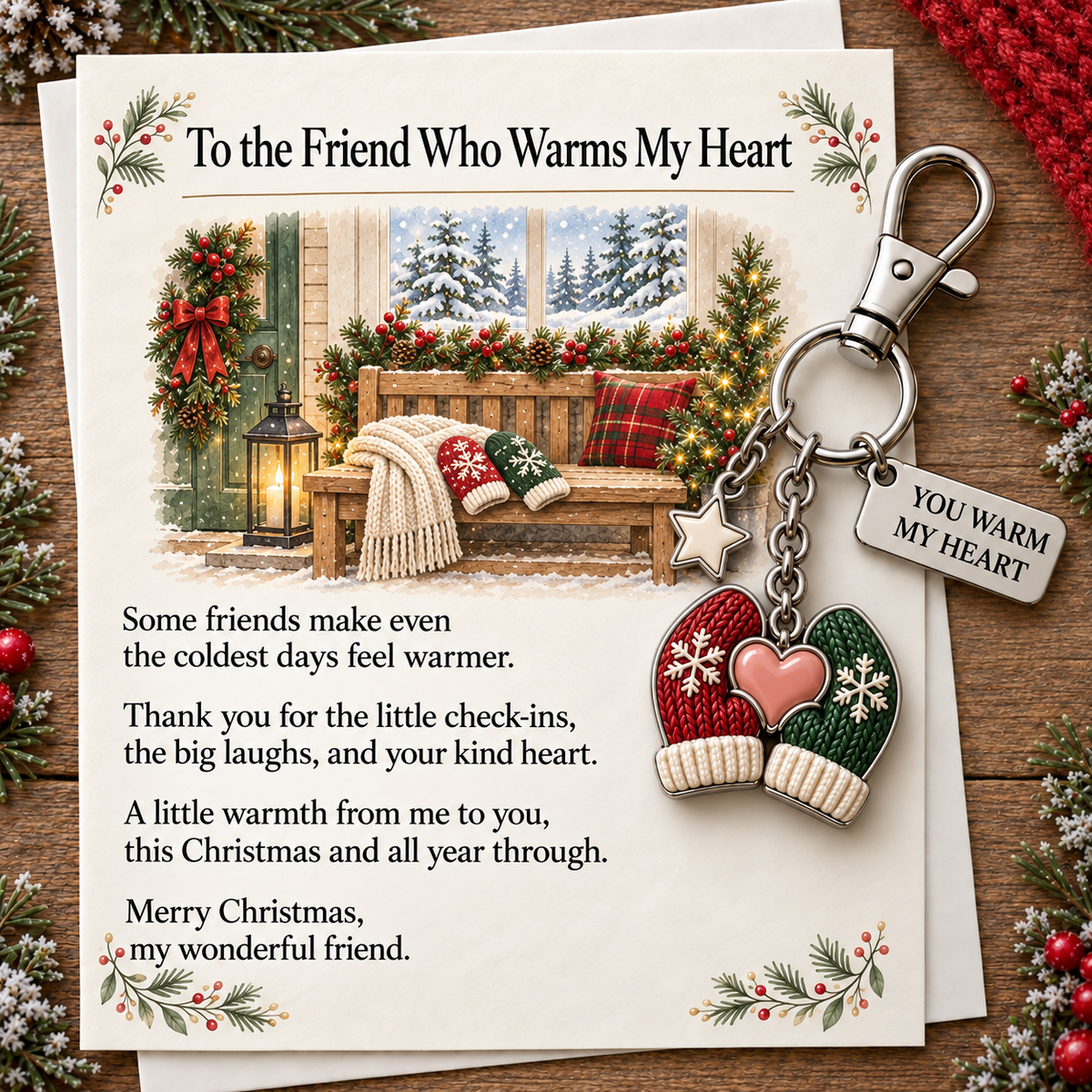 π To the Friend Who Warms My Heart | A Meaningful Christmas Keepsake Keycha