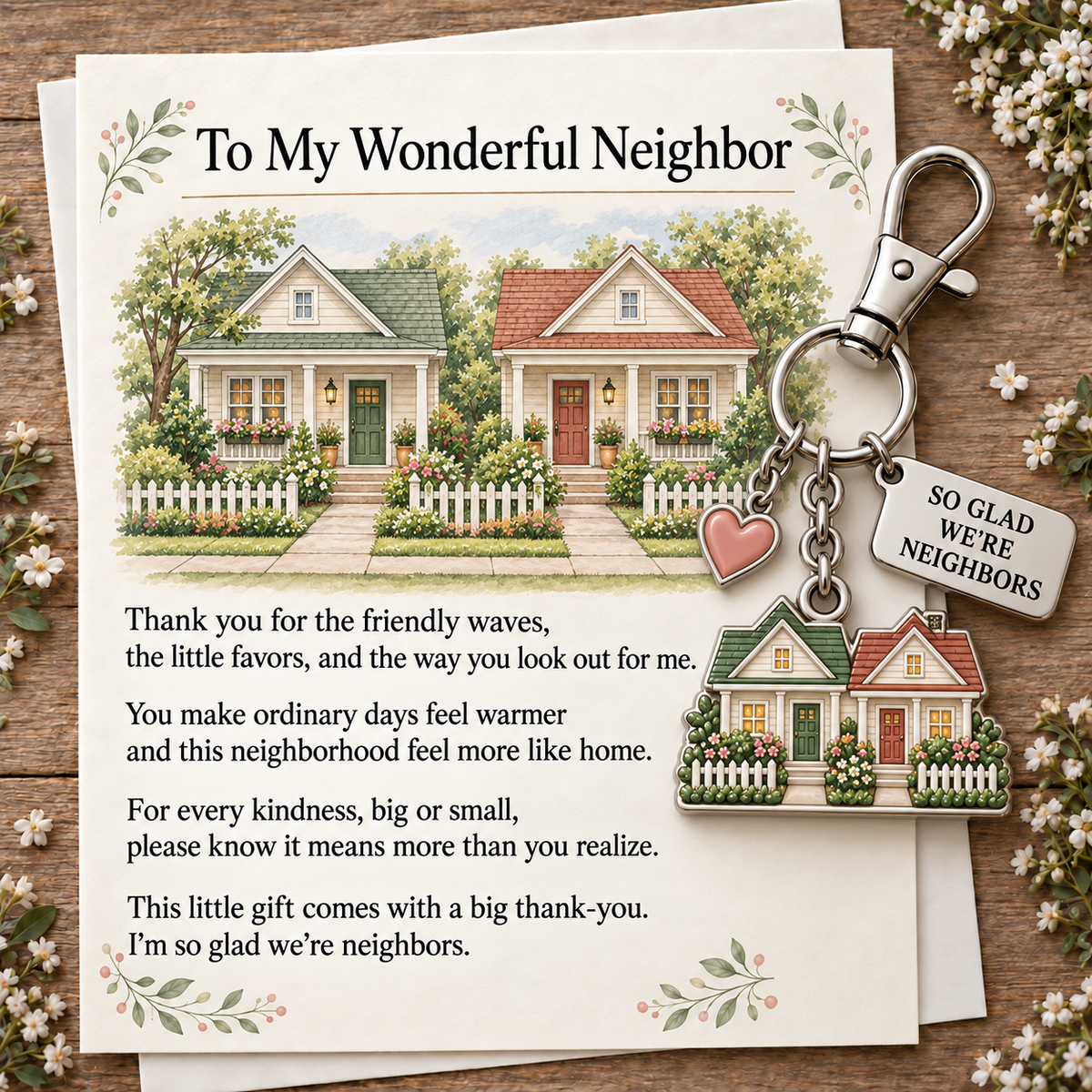 🏡 To My Wonderful Neighbor Keychain