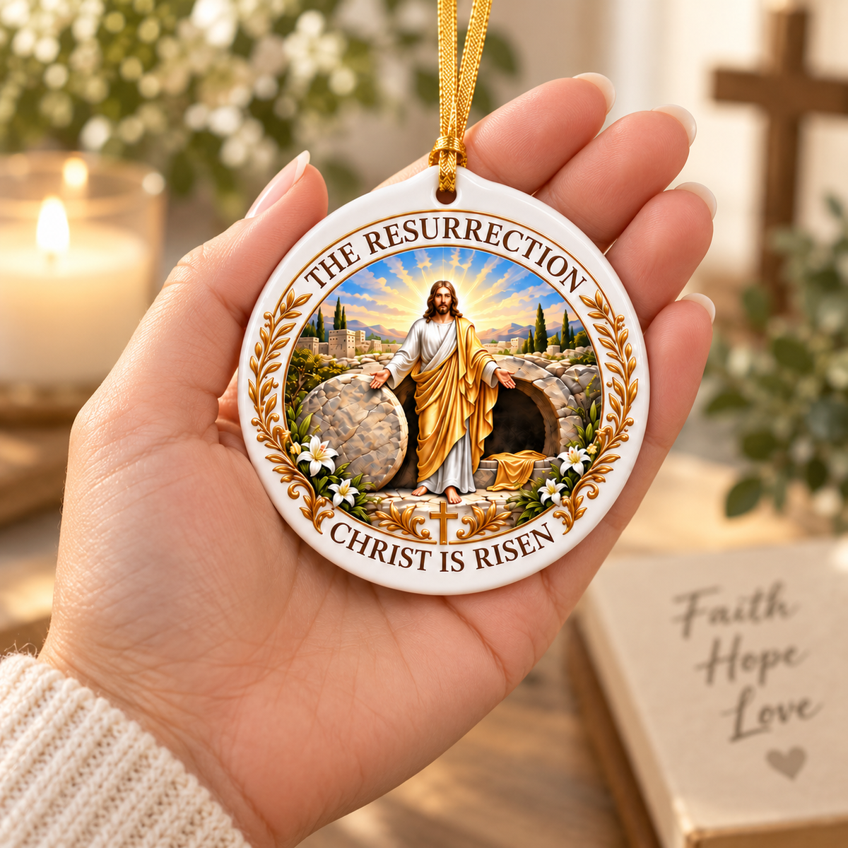 ✝️ Christian Faith Ceramic Ornament — A Story of Love & Hope