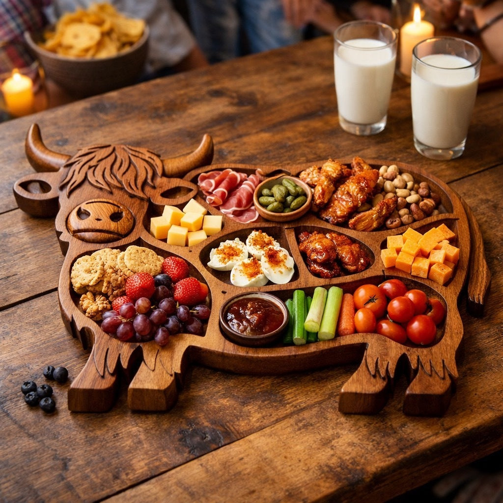 ๐ฎ Highland Cow Wooden Charcuterie Board