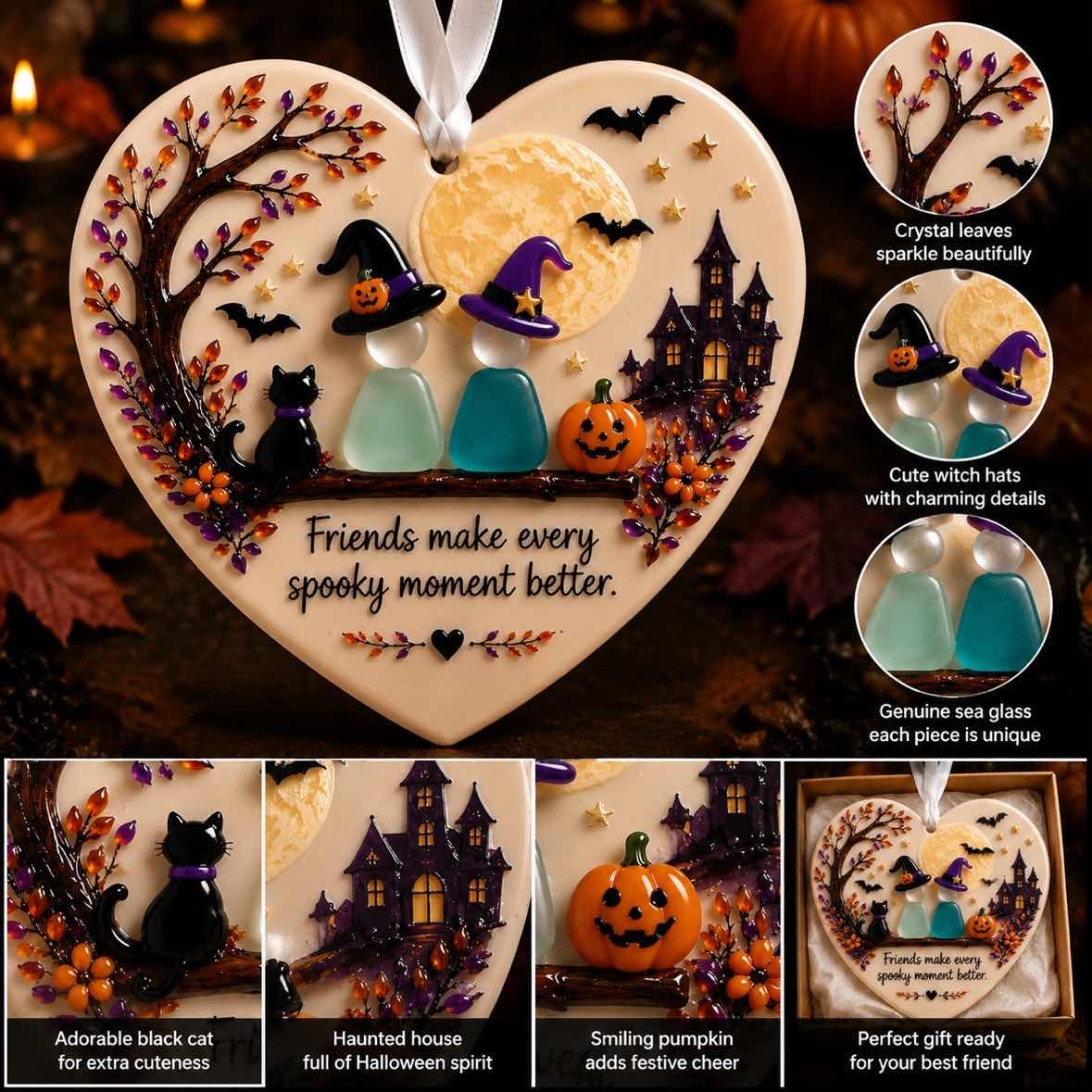 π Halloween Friendship Sea Glass Ornament