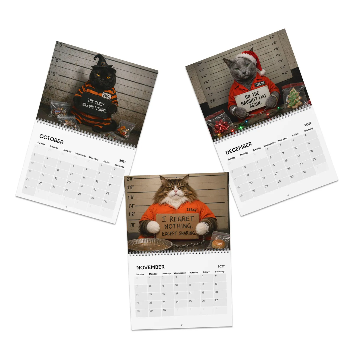 🐾 2027 Cat Mugshots Calendar – 12 Months of Feline Mischief