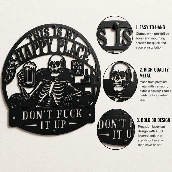 ๐๐บ"This Is My Happy Place" Funny Man Cave Decor