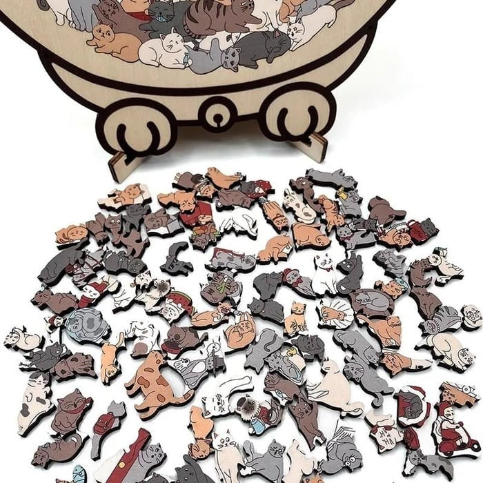 🎁Holiday Special Offer: Enjoy a 49% Discount🐈135-Piece Morandi-Colored Cat Shaped Wooden Jigsaw Puzzle
