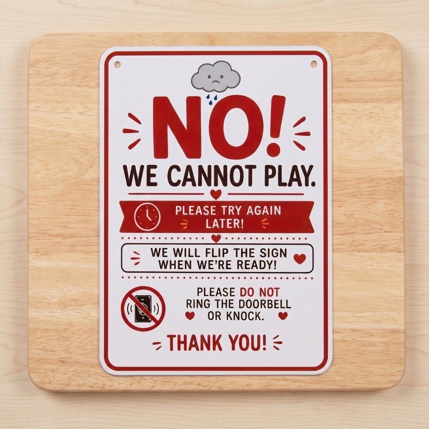 Summer Quiet Time Doorplate, Flipable Yes No Playtime Hanging Plaque