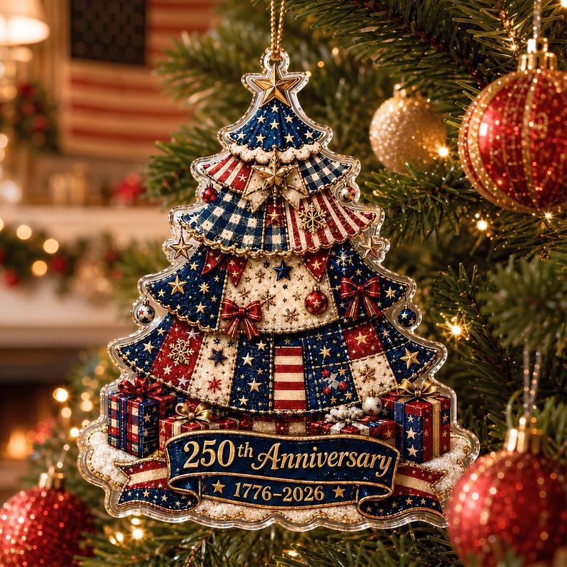 🔥Limited Time 50% OFF🎄 US 250th Anniversary Christmas Ornament, 6 Vintage American Flag Styles