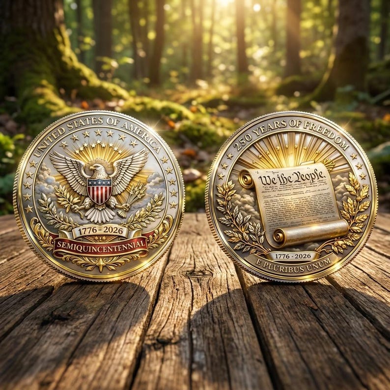 🔥Limited Time 50% OFF🎉1776‑2026 USA 250 Years of Freedom Commemorative Coin, Patriotic Eagle Challenge Coin
