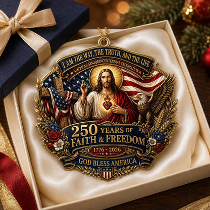 ✝️ Jesus Faith & Freedom – America 250th Anniversary Ornament