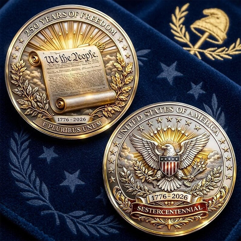🔥Limited Time 50% OFF🎉1776‑2026 USA 250 Years of Freedom Commemorative Coin, Patriotic Eagle Challenge Coin