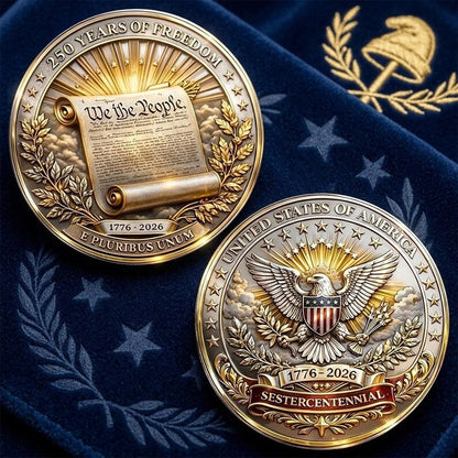 🔥Limited Time 50% OFF🎉1776‑2026 USA 250 Years of Freedom Commemorative Coin, Patriotic Eagle Challenge Coin