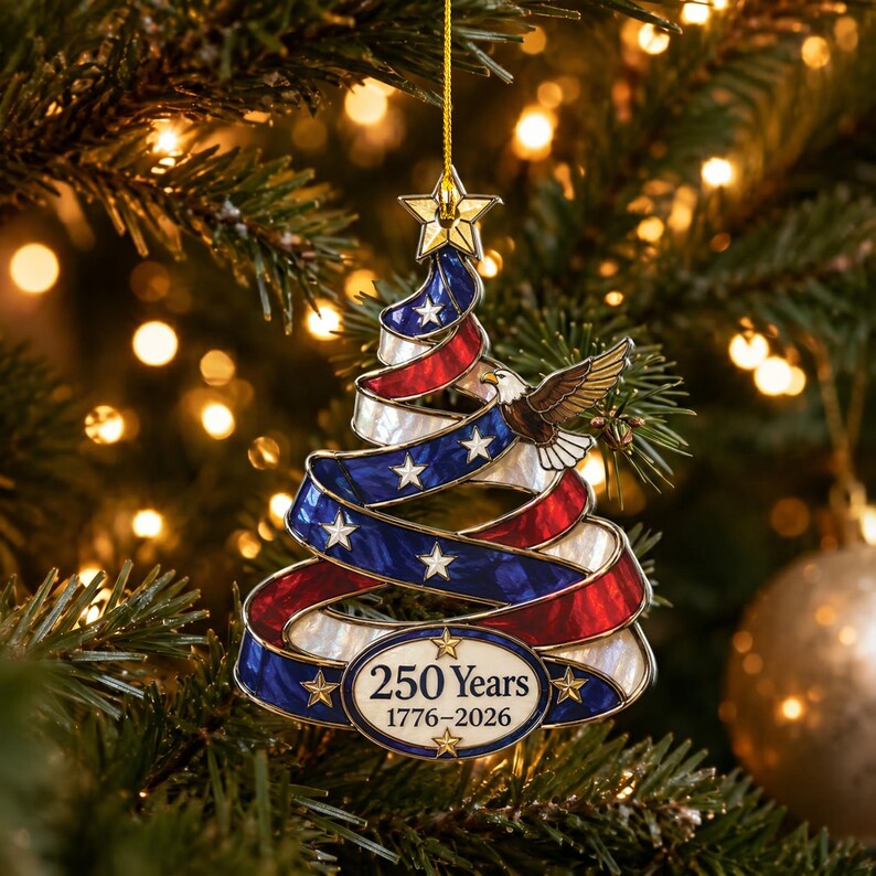 🔥Limited Time 50% OFF🎄 US 250th Anniversary Christmas Ornament, 6 Vintage American Flag Styles