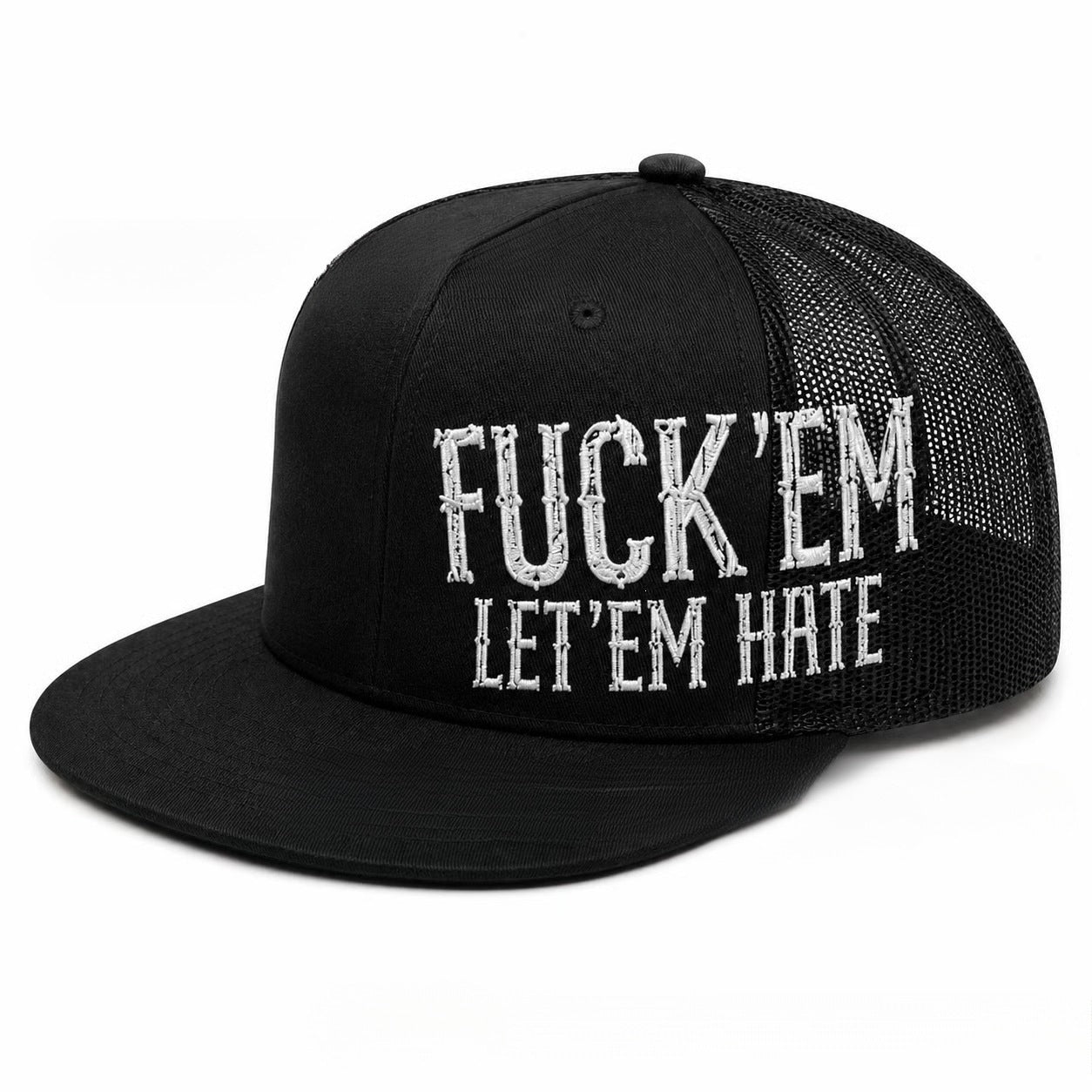 😤Fuck 'Em Let 'Em Hate Graphic Trucker Hat | Breathable Mesh Work & Outdoor Cap For Men