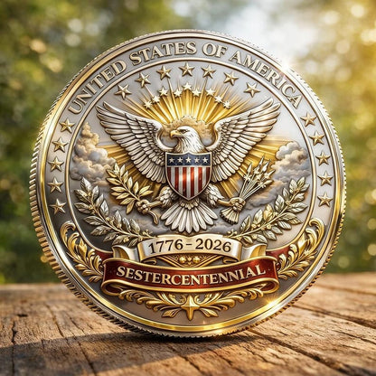 🔥Limited Time 50% OFF🎉1776‑2026 USA 250 Years of Freedom Commemorative Coin, Patriotic Eagle Challenge Coin
