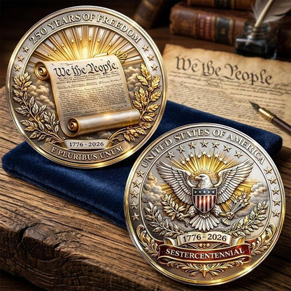 🔥Limited Time 50% OFF🎉1776‑2026 USA 250 Years of Freedom Commemorative Coin, Patriotic Eagle Challenge Coin