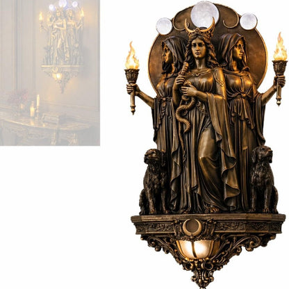 🔥Enchanted Hecate Triple Goddess Wall Sconce, Mystical Gothic Ambiance for Your Sacred Space