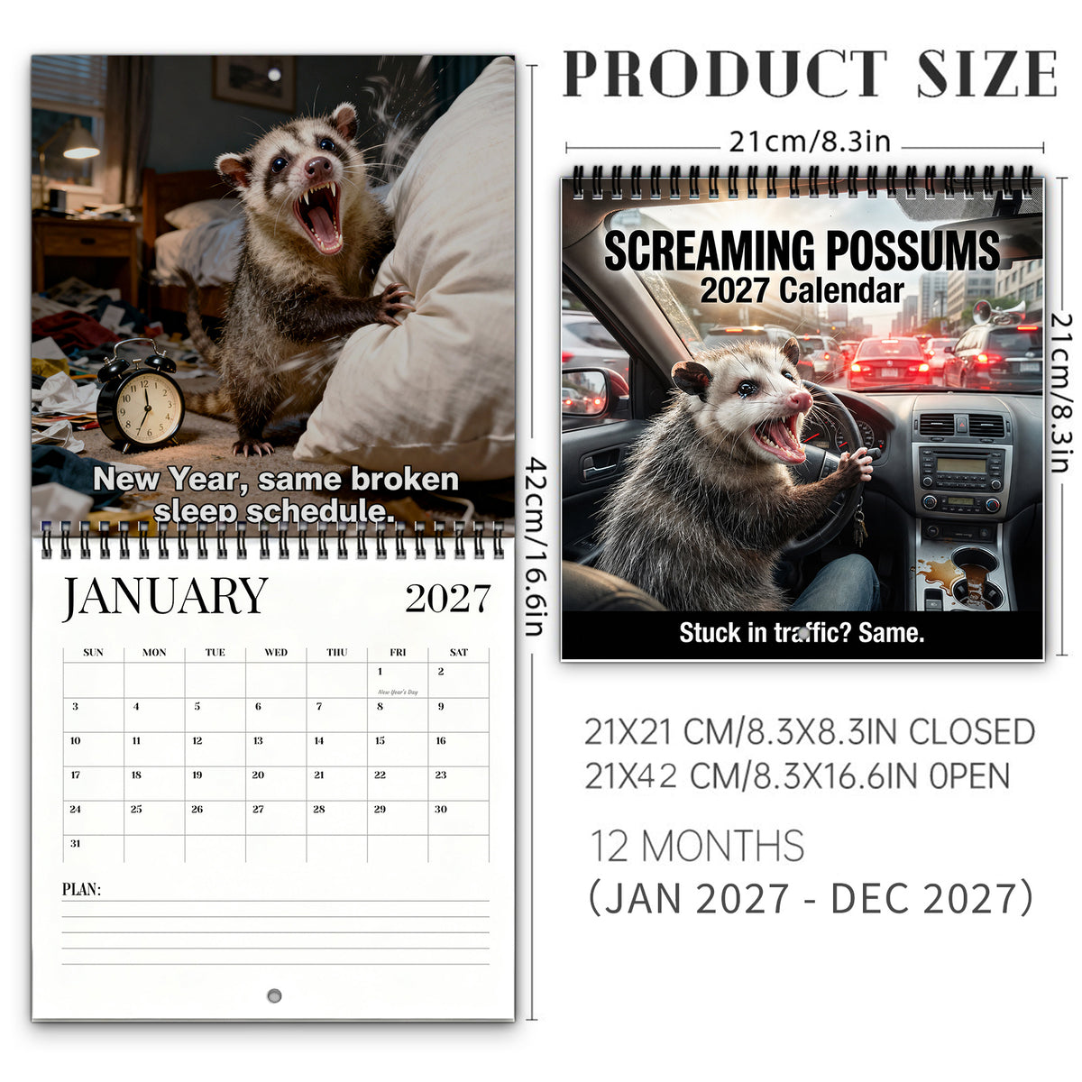 😂 Screaming Possums 2027 Calendar — 12 Months of Pure Chaos