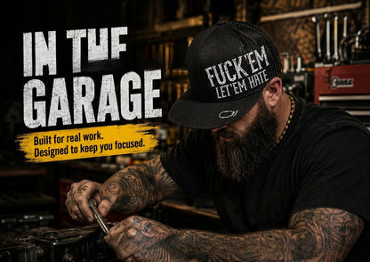 😤Fuck 'Em Let 'Em Hate Graphic Trucker Hat | Breathable Mesh Work & Outdoor Cap For Men