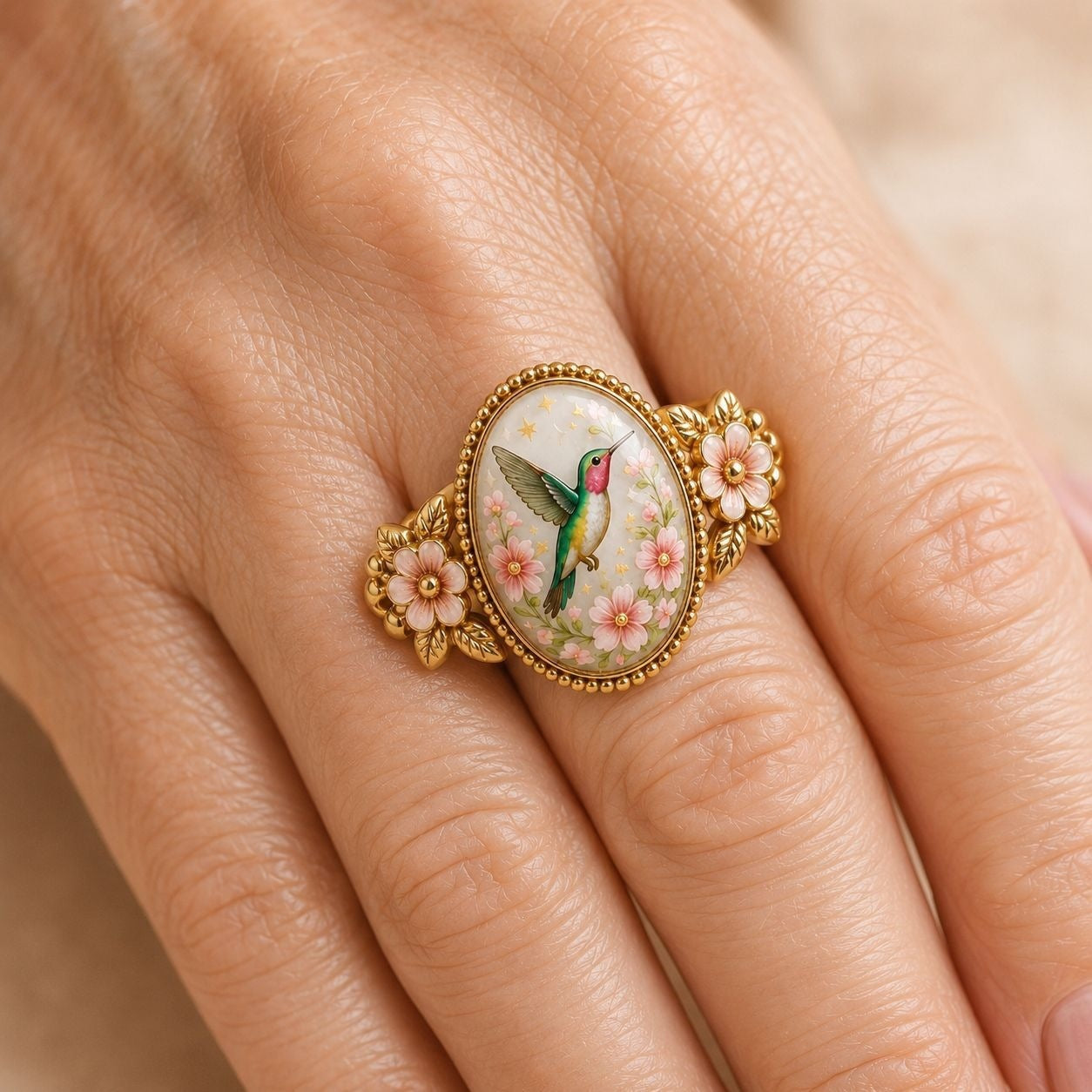 2026 Limited Inspirational Animal Floral Cameo Blessing Ring Gift Box Set