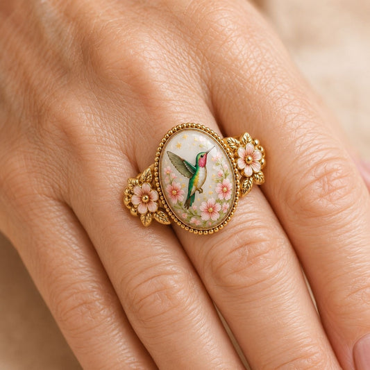 2026 Limited Inspirational Animal Floral Cameo Blessing Ring Gift Box Set