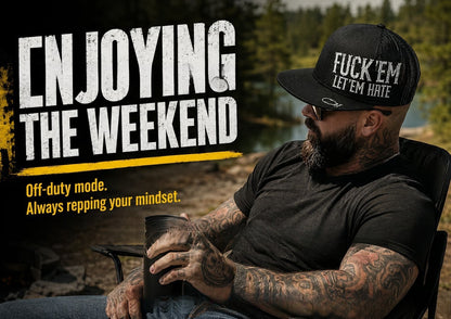 😤Fuck 'Em Let 'Em Hate Graphic Trucker Hat | Breathable Mesh Work & Outdoor Cap For Men