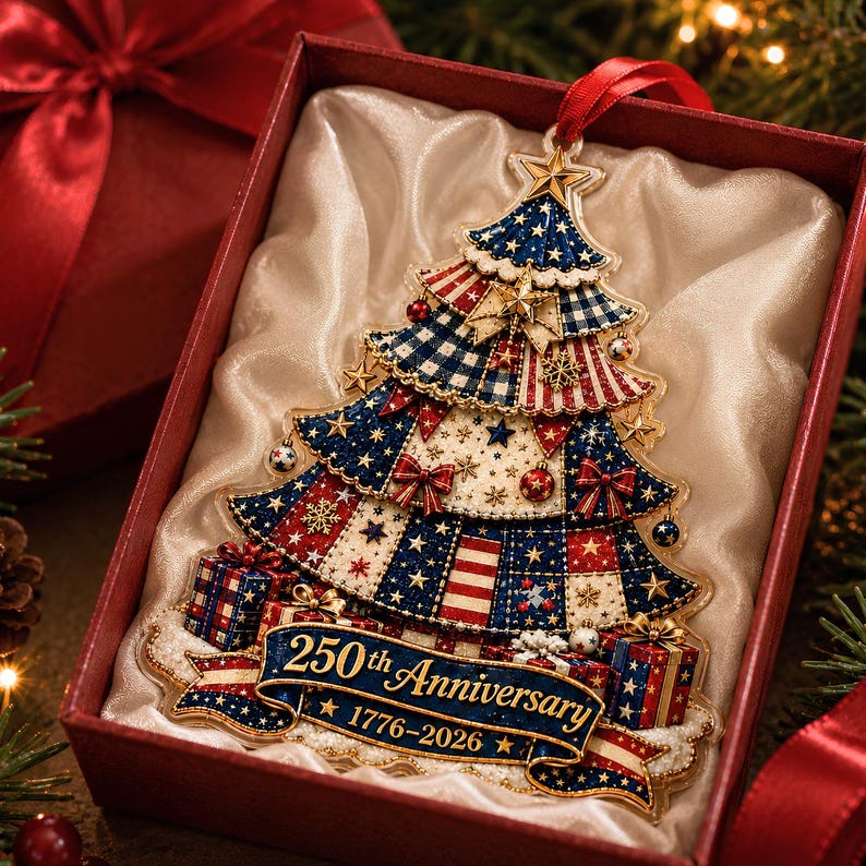 🔥Limited Time 50% OFF🎄 US 250th Anniversary Christmas Ornament, 6 Vintage American Flag Styles