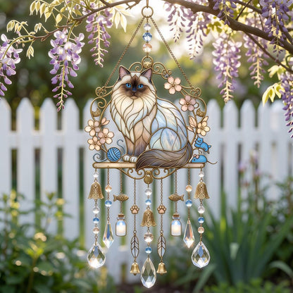 🔥Limited Time 35% OFF🐱 Cat Stained Glass Style Suncatcher Wind Chime