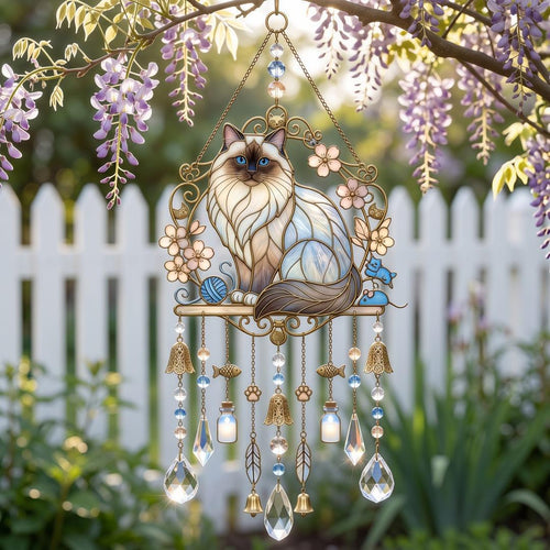 🔥Limited Time 35% OFF🐱 Cat Stained Glass Style Suncatcher Wind Chime