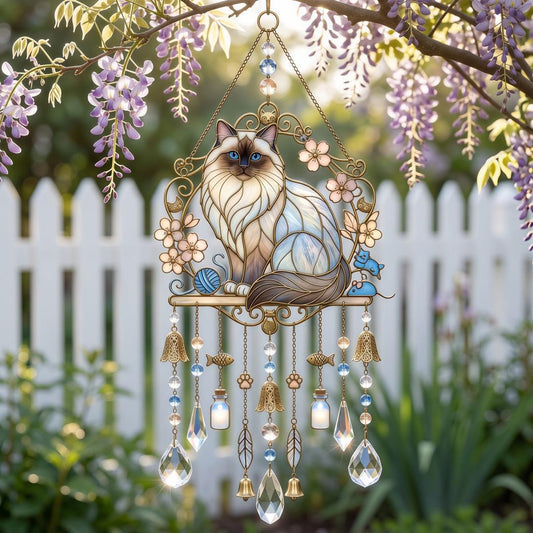 🔥Limited Time 50% OFF🐱 Cat Stained Glass Style Suncatcher Wind Chime