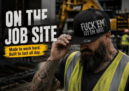 😤Fuck 'Em Let 'Em Hate Graphic Trucker Hat | Breathable Mesh Work & Outdoor Cap For Men