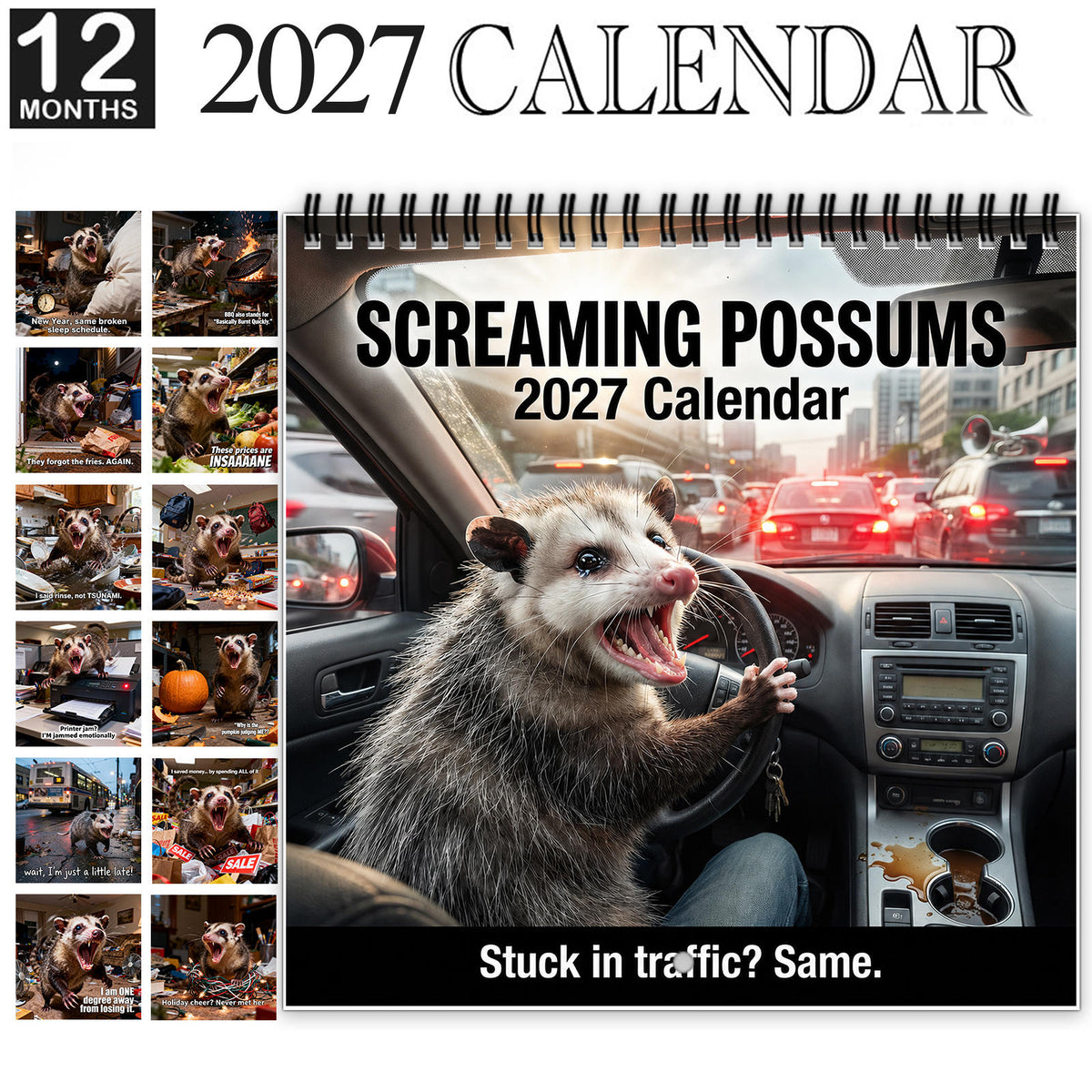😂 Screaming Possums 2027 Calendar — 12 Months of Pure Chaos