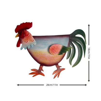 Farm Animal Metal Wall Planter, Cow Pig Rooster Shaped Hanging Flower Pot