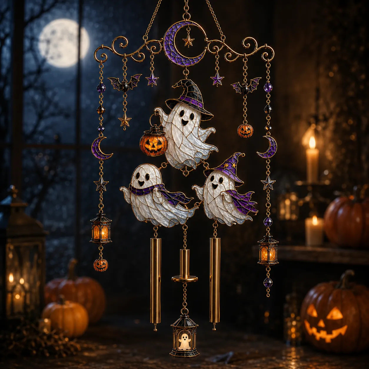 🔥Last Day 50% OFF 🎁Halloween Stained Glass Wind Chimes