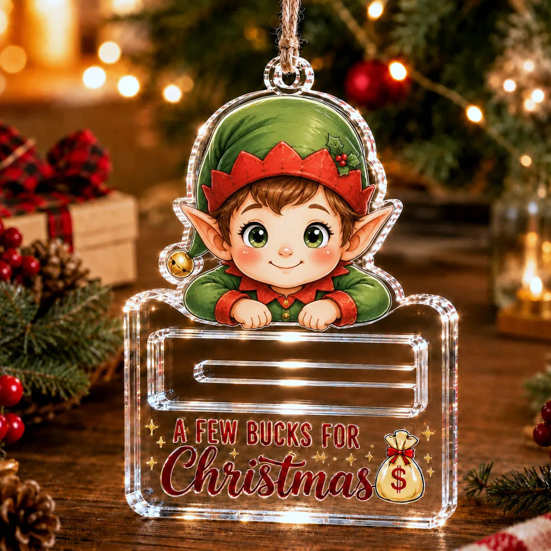 🎄A Few Bucks For Christmas™ Crystal Acrylic Money Holder Ornament