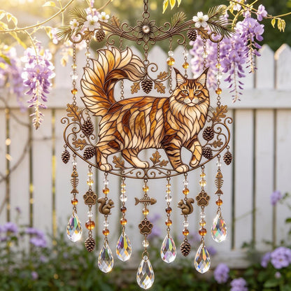 🔥Limited Time 35% OFF🐱 Cat Stained Glass Style Suncatcher Wind Chime