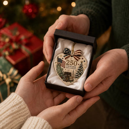 🎉250th Anniversary of America Heart Ceramic Christmas Ornament
