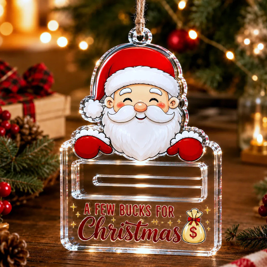 🎄A Few Bucks For Christmas™ Crystal Acrylic Money Holder Ornament