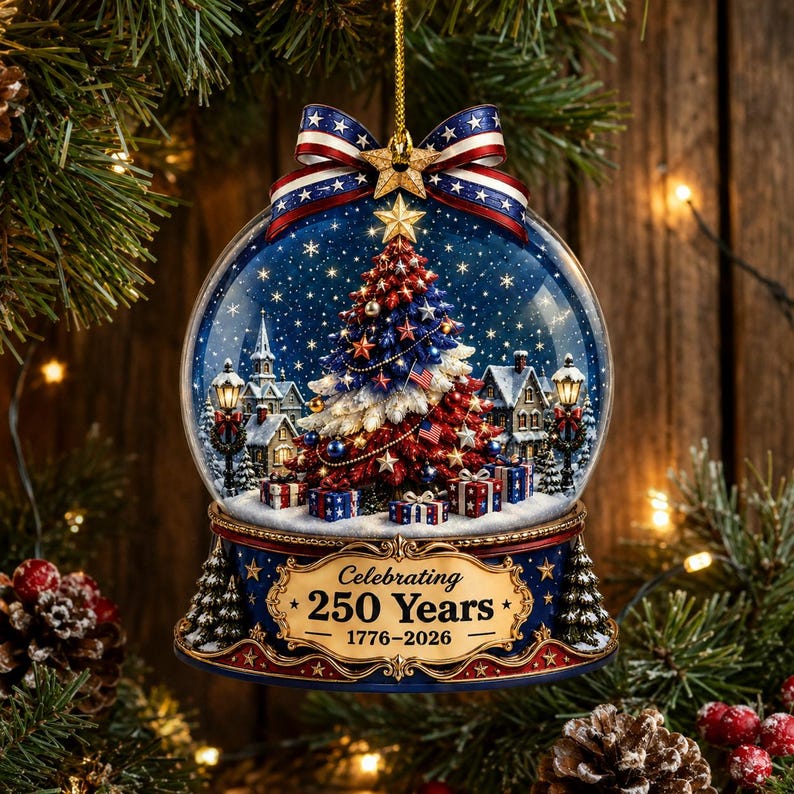 🔥Limited Time 50% OFF🎄 US 250th Anniversary Christmas Ornament, 6 Vintage American Flag Styles