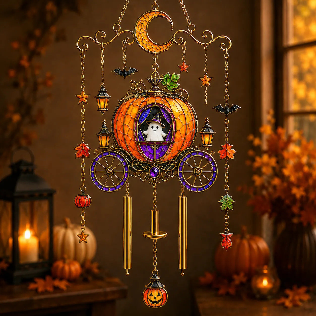 🔥Last Day 50% OFF 🎁Halloween Stained Glass Wind Chimes