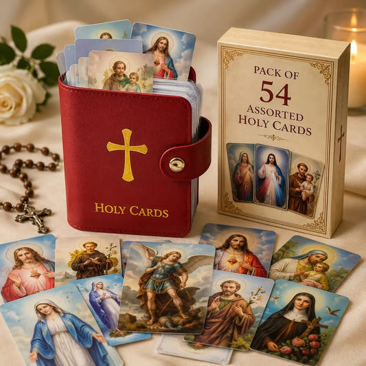 ✝️ Catholic Faux Leather Holy Card Holder – Pocket Prayer Card Organizer with Snap Closure