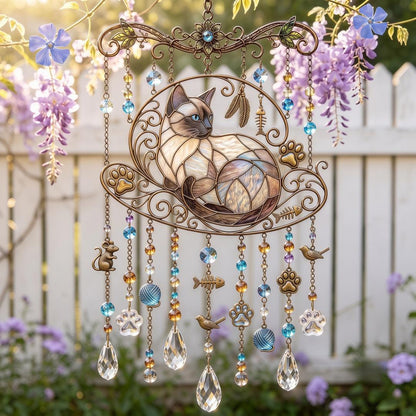 🔥Limited Time 35% OFF🐱 Cat Stained Glass Style Suncatcher Wind Chime