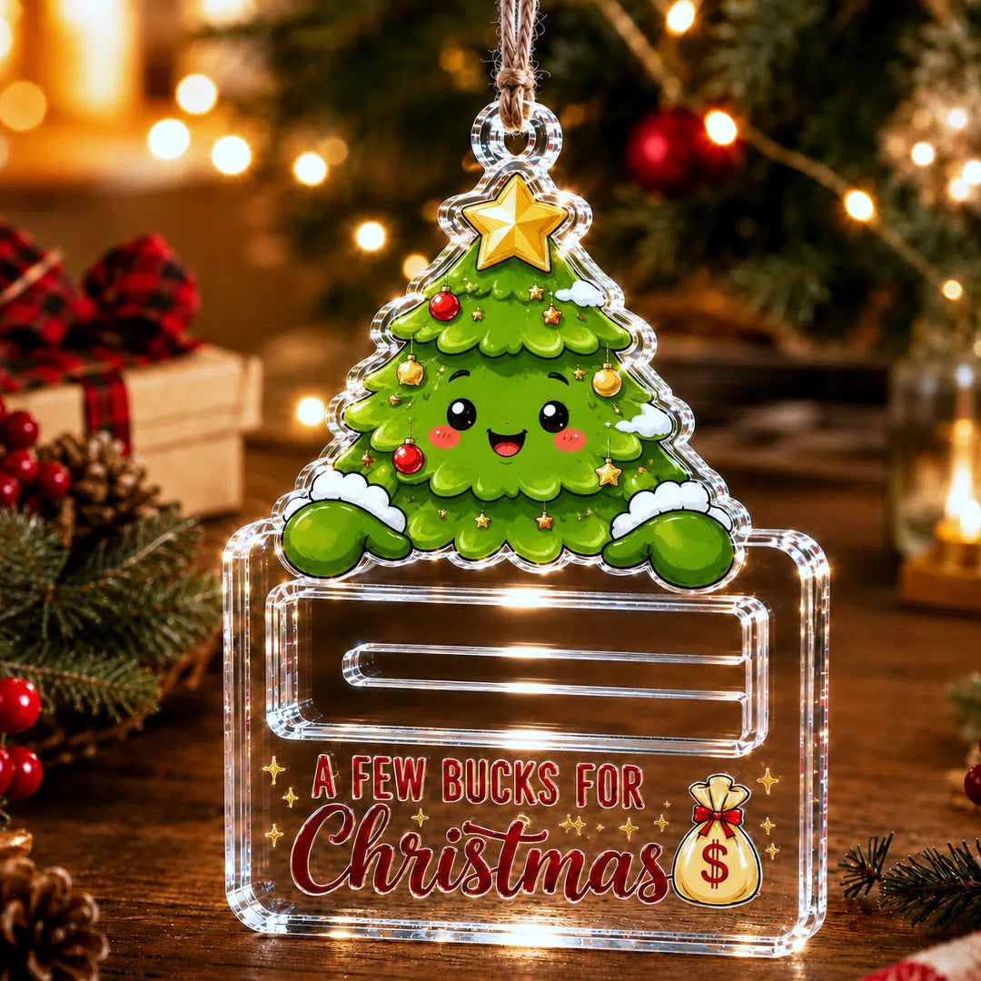 🎄A Few Bucks For Christmas™ Crystal Acrylic Money Holder Ornament