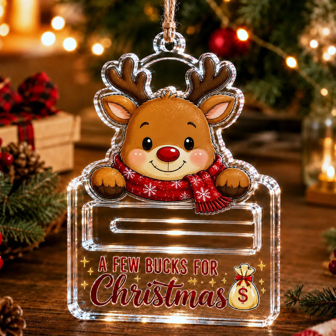 🎄A Few Bucks For Christmas™ Crystal Acrylic Money Holder Ornament