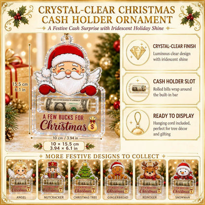 🎄A Few Bucks For Christmas™ Crystal Acrylic Money Holder Ornament