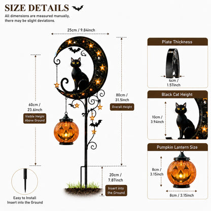 🔥Limited Time 50% OFF🎃Halloween Moon Black Cat Solar Garden Stake Light