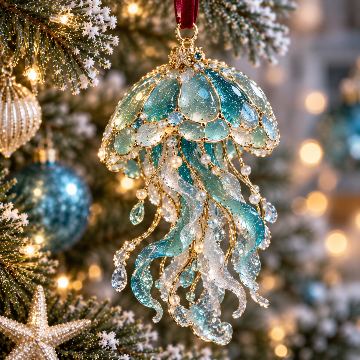 🔥Limited-Time 50% OFF 🌊 Sea Glass Ocean Christmas Ornaments