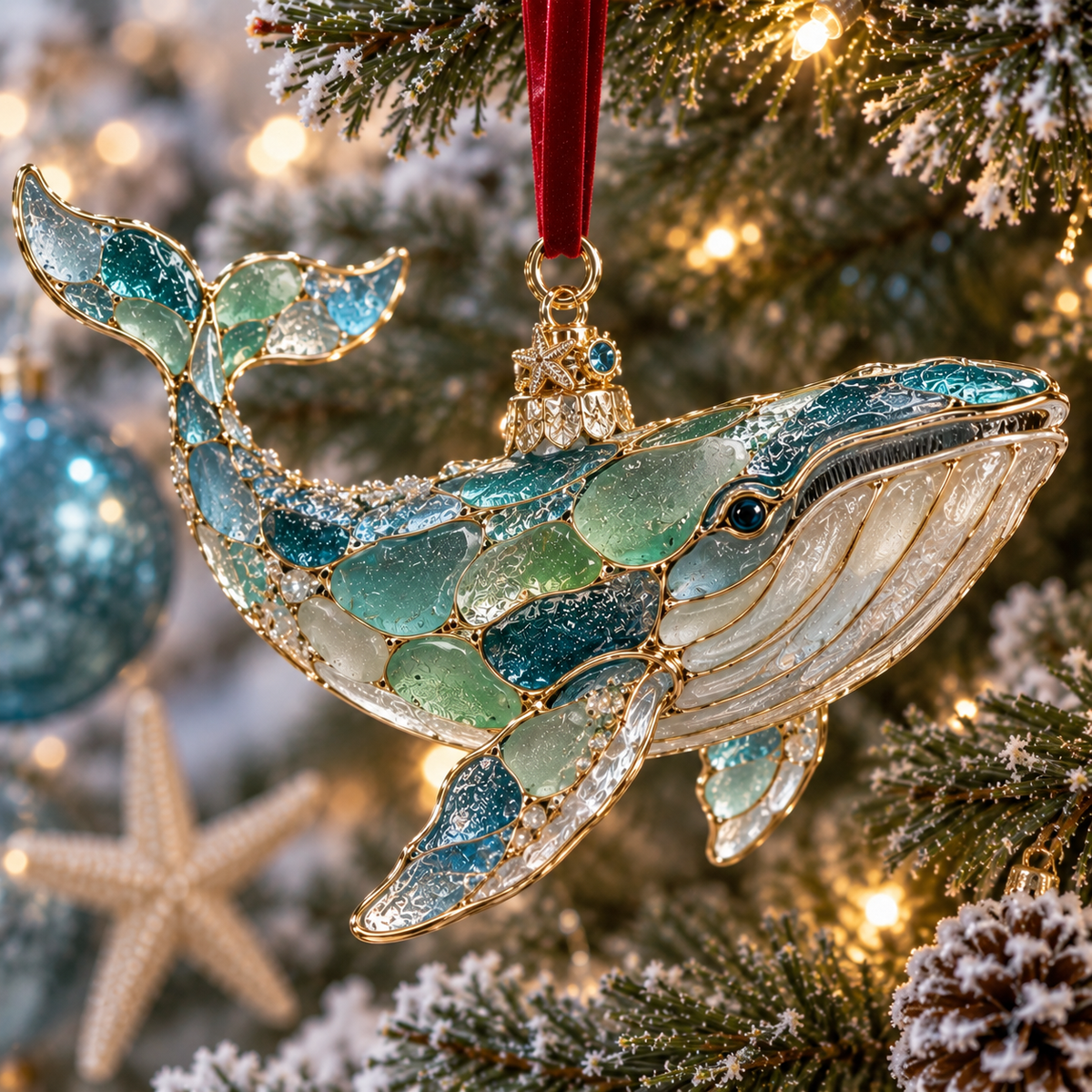🔥Limited-Time 50% OFF 🌊 Sea Glass Ocean Christmas Ornaments