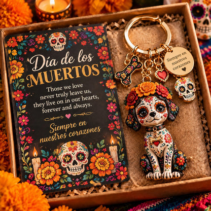 💀🌼 Día de los Muertos Memorial Keychain