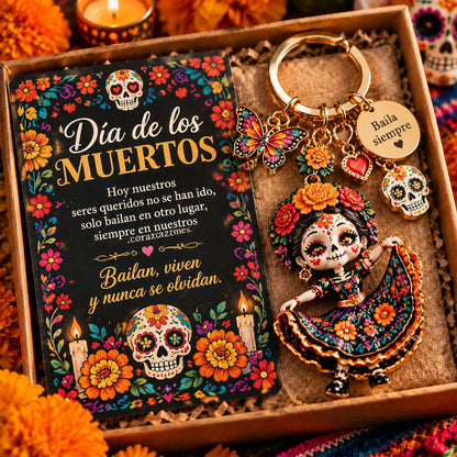 💀🌼 Día de los Muertos Memorial Keychain
