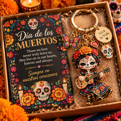 💀🌼 Día de los Muertos Memorial Keychain